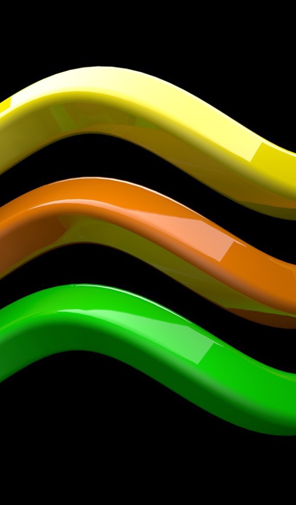 Яркие волны на черном фоне, 3-Д графика