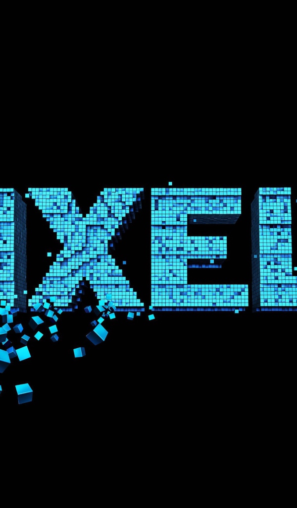 Надпись Пиксели на черном фоне, 3Д графика