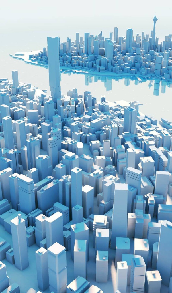 City in 3D format