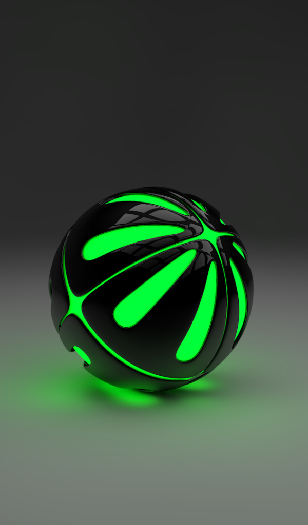 Зеленый шар на сером фоне, 3-Д графика