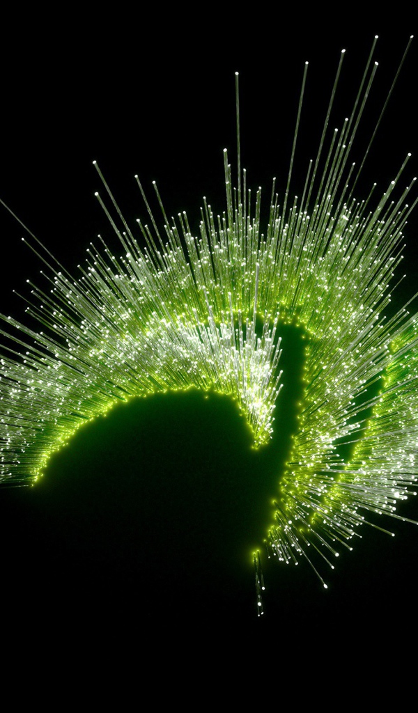Зеленые огни оптического волокна