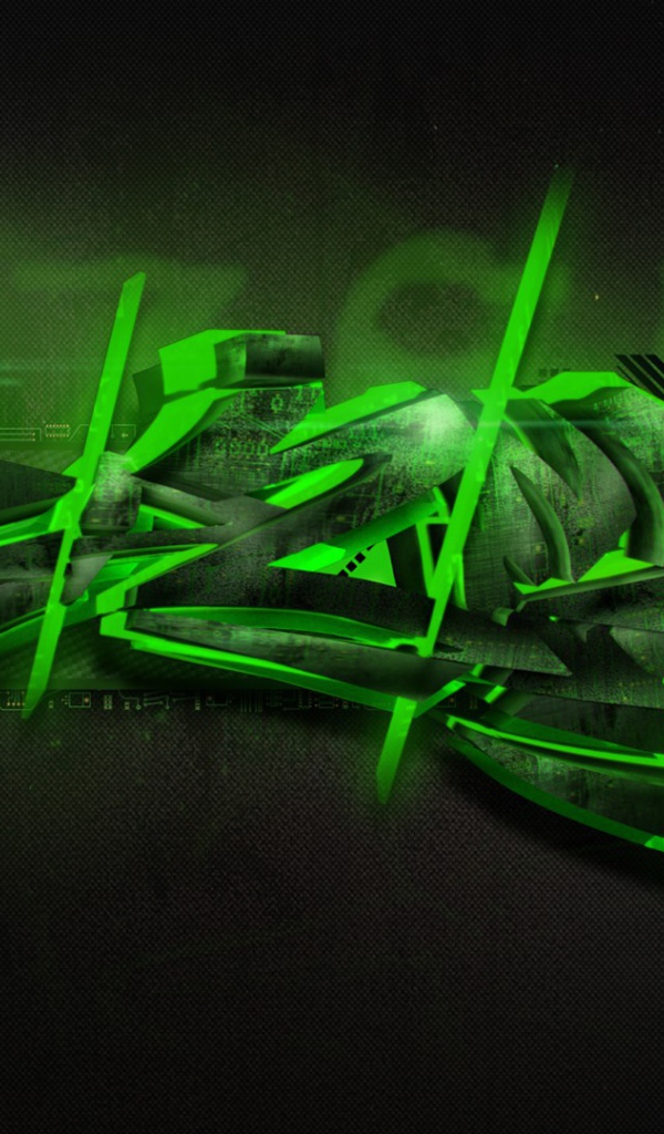 Надпись зелеными 3-Д буквами