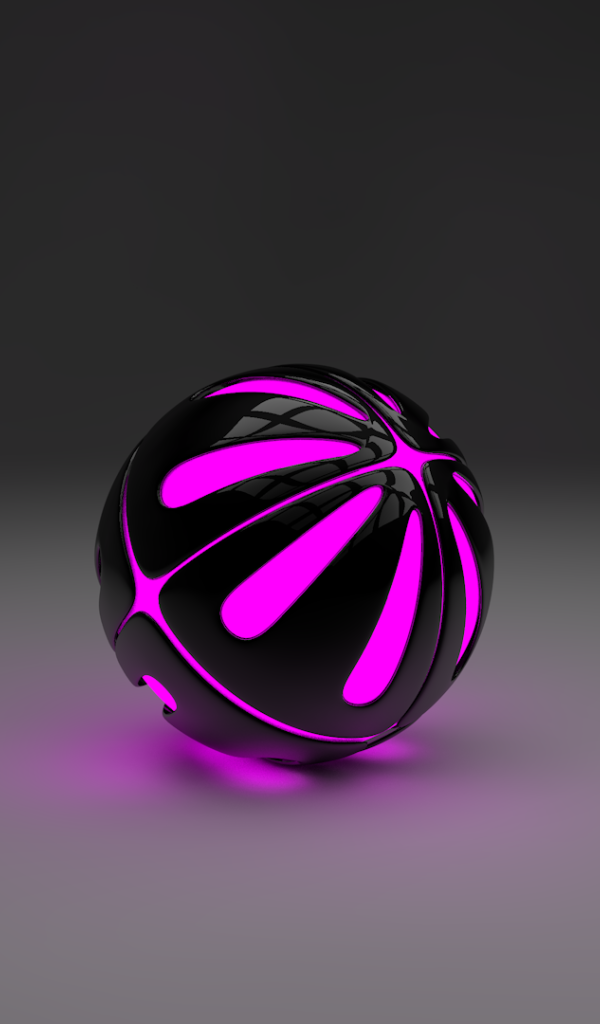 Сиреневый шар на сером фоне, 3-Д графика