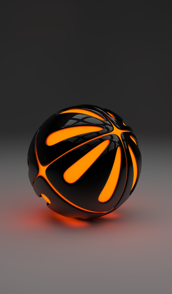 Оранжевый шар на сером фоне, 3-Д графика