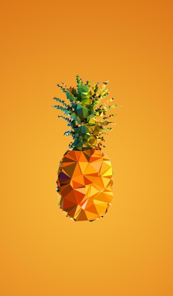 Ананас на оранжевом фоне, 3-Д графика