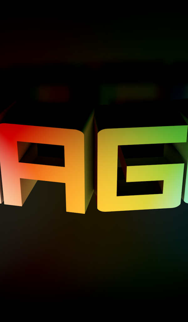 Радужная надпись на черном фоне, 3Д модель