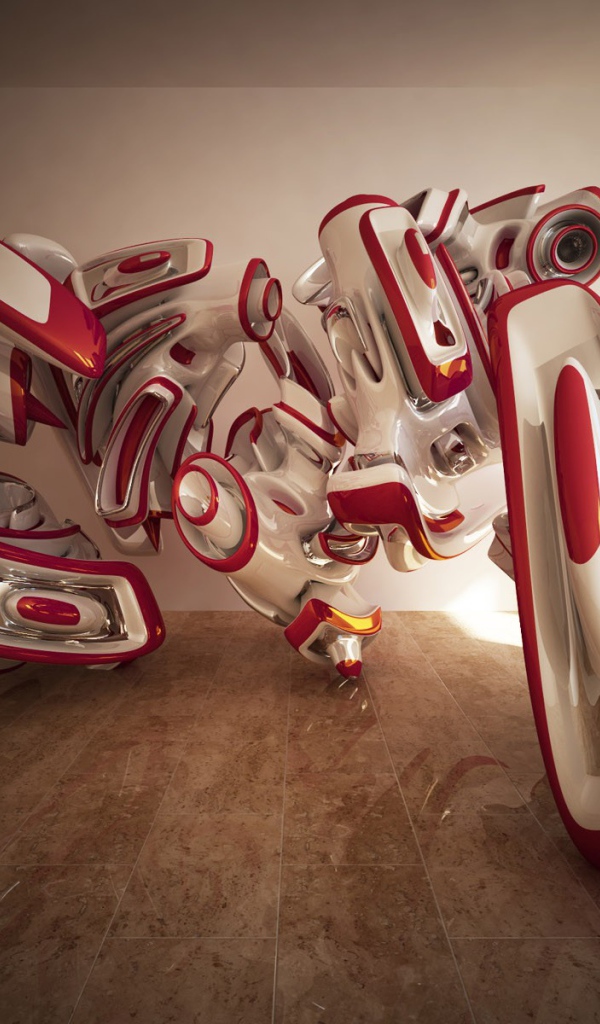 Красно белые 3Д структуры в комнате