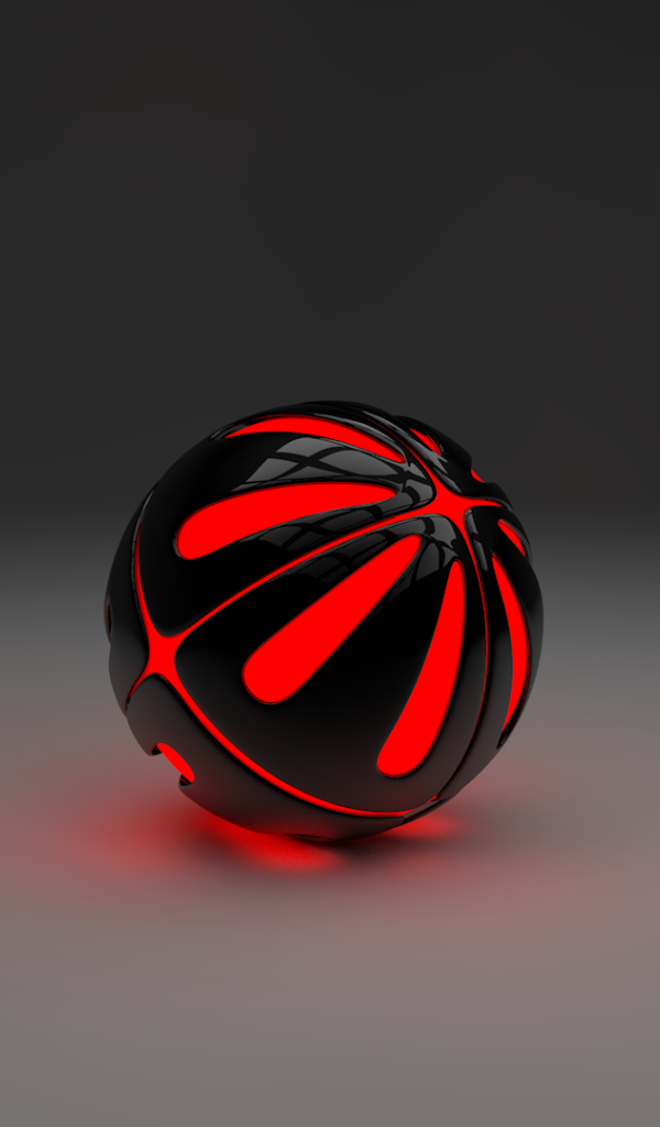 Красный шар на сером фоне, 3-Д графика