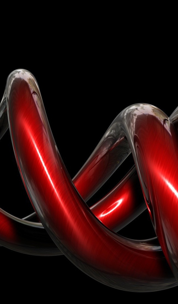 Красная спираль на черном фоне, 3-Д графика