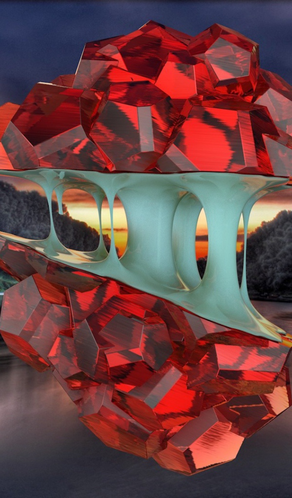 Рубиновые деревья над водой, 3Д модель