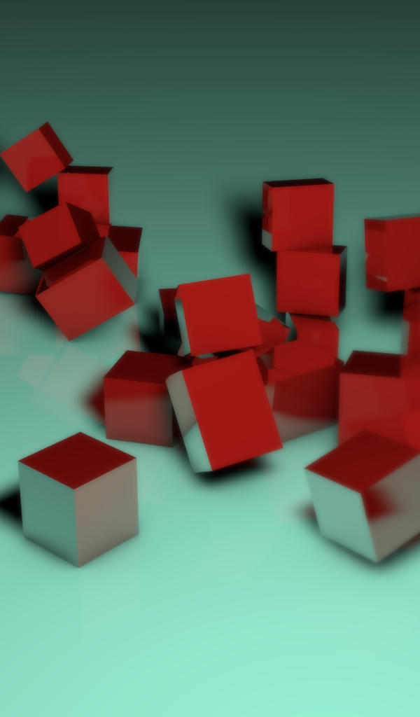 Несколько красных кубов, 3Д графика