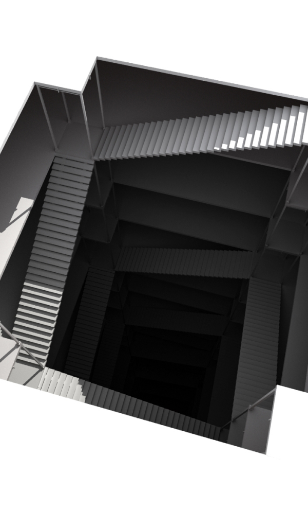 Лестница в глубь здания, 3Д графика