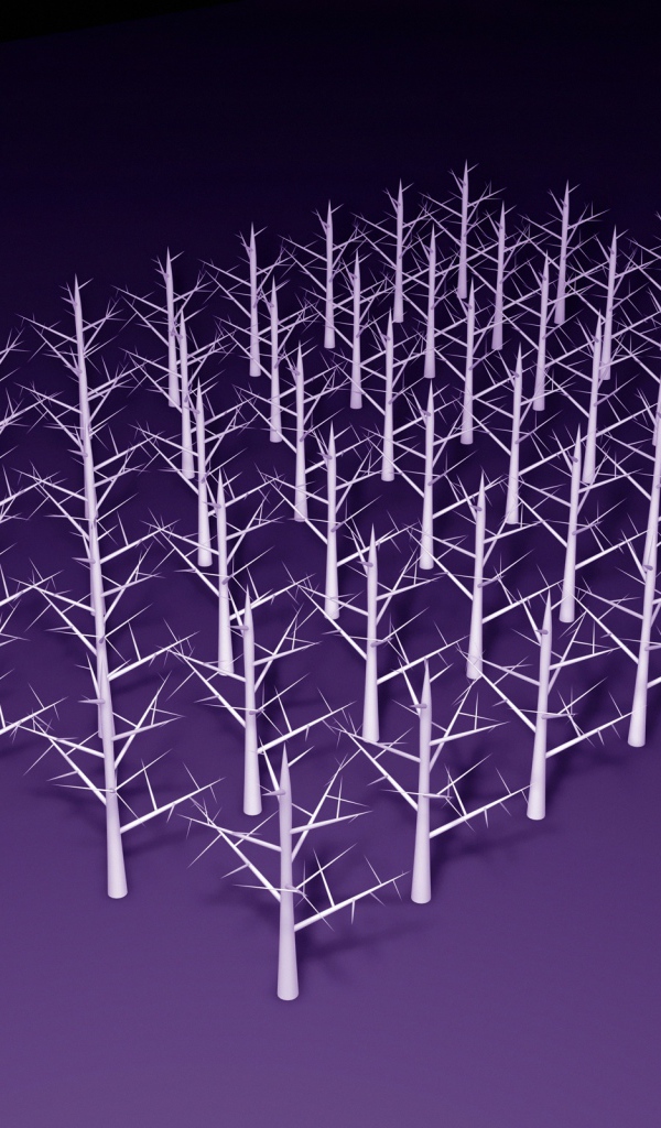 Стволы деревьев в роще, 3-Д графика