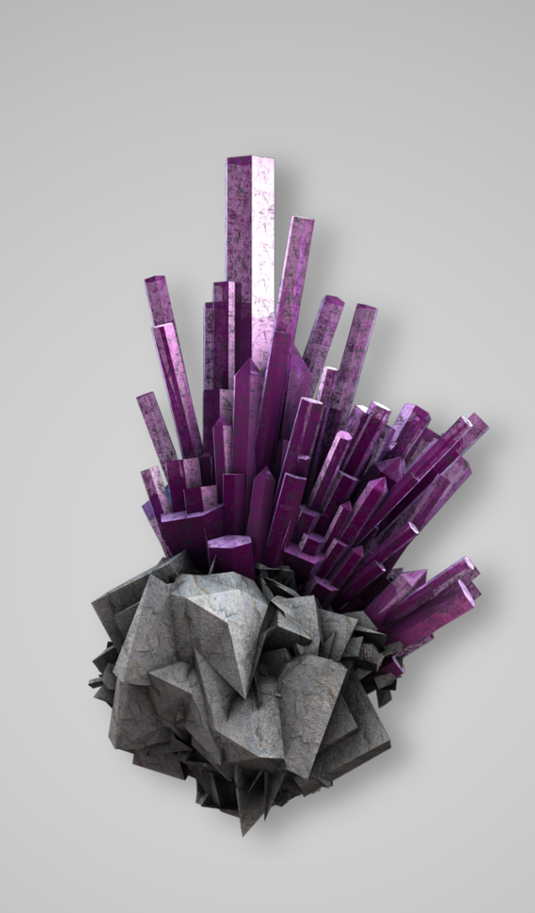 Фиолетовые кристалы на сером камне