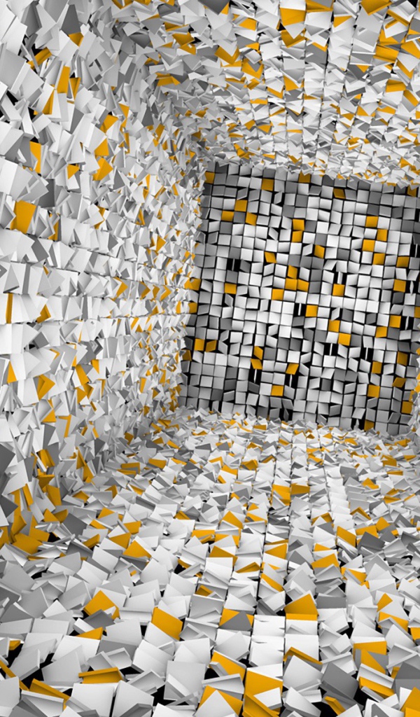 Колодец из белой и желтой плитки