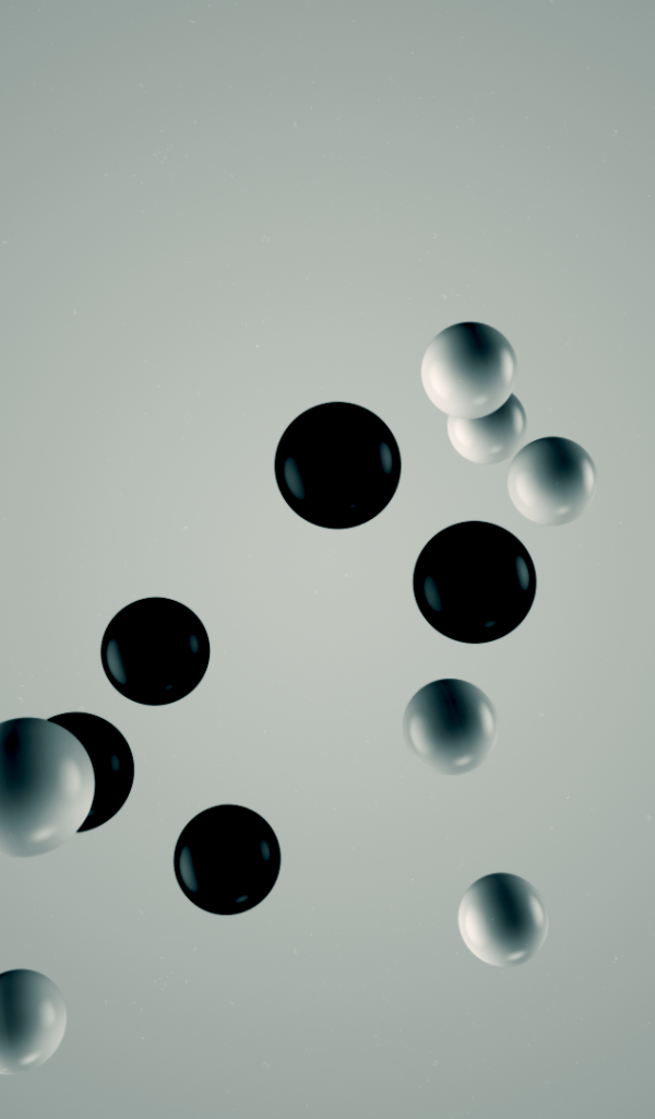 Белые и черные шары в воздухе 3Д