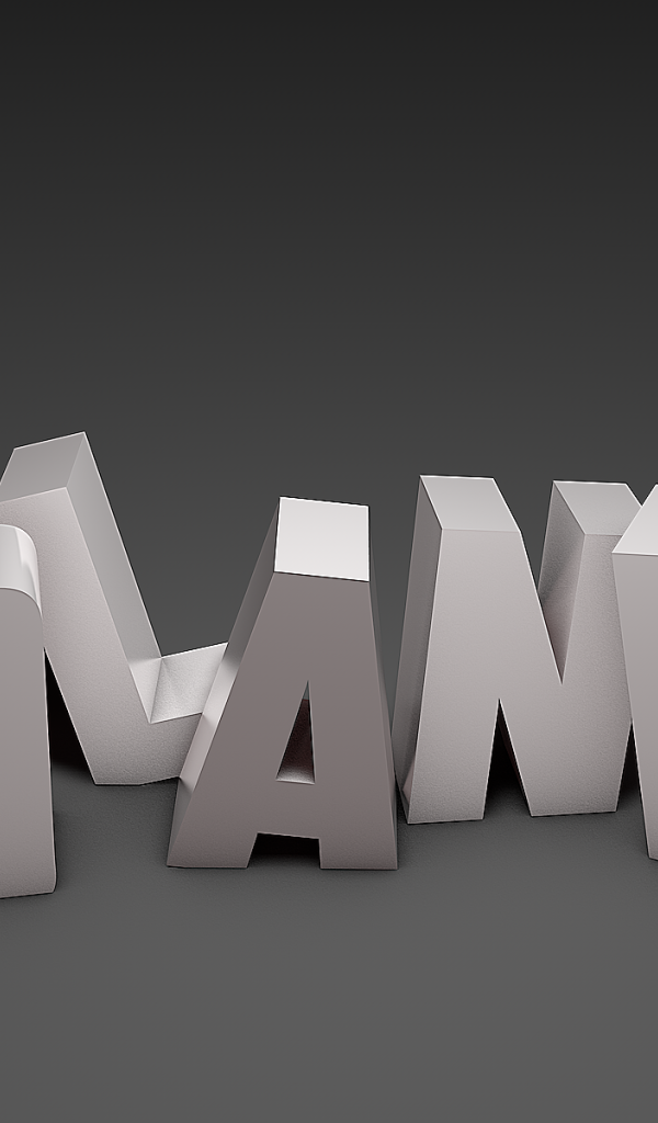 Белые буквы на сером фоне, 3Д модель