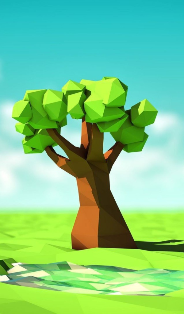 Дерево в поле, 3-Д графика