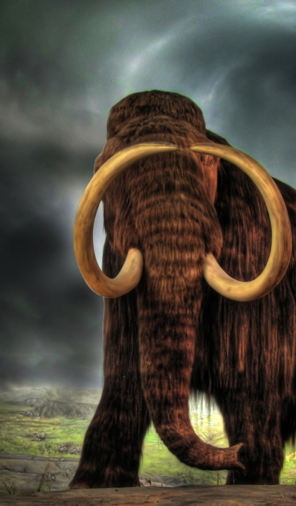 Косматый мамонт на фоне неба