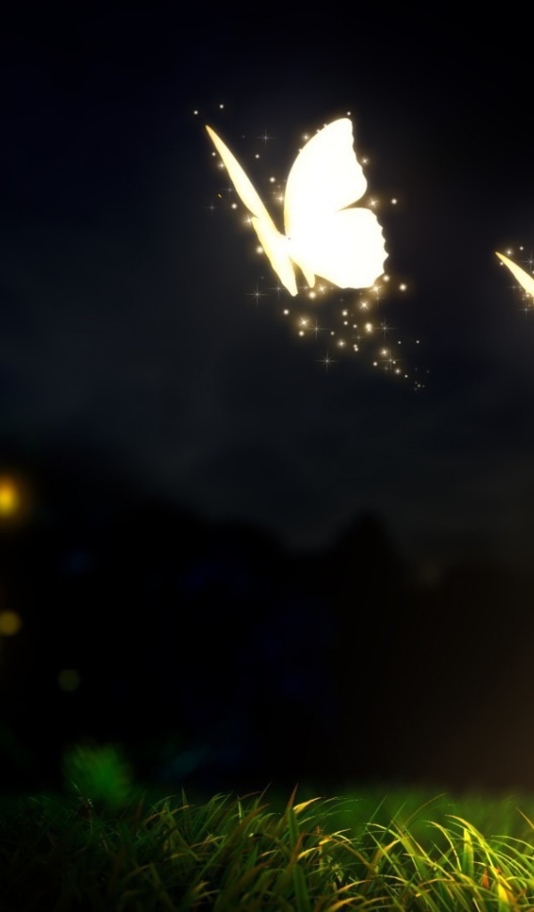 Светящиеся бабочки вечером
