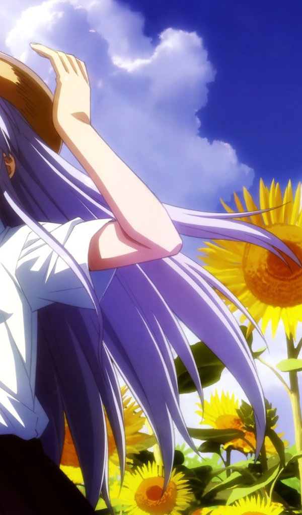 Девушка среди подсолнухов в аниме Ангельские ритмы