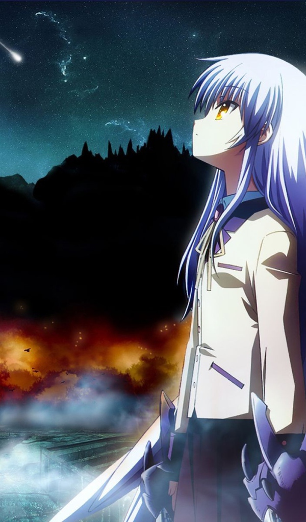 Ангел на фоне ночного неба, аниме Ангельские ритмы