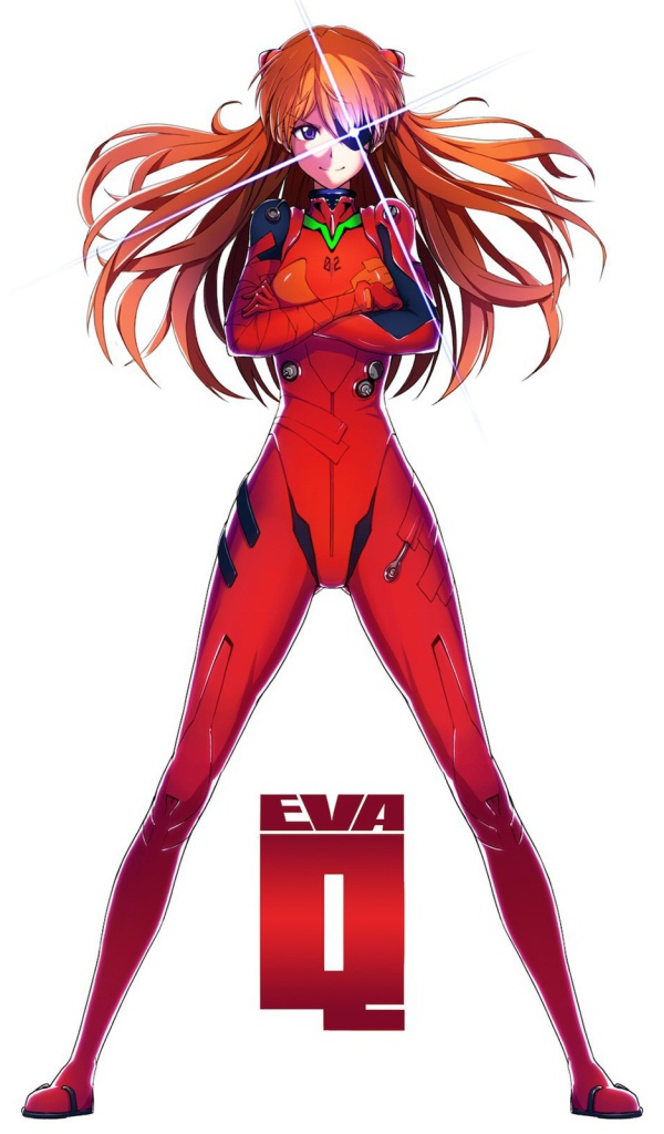 Девушка аниме Аска Лэнгли Сорью в красном