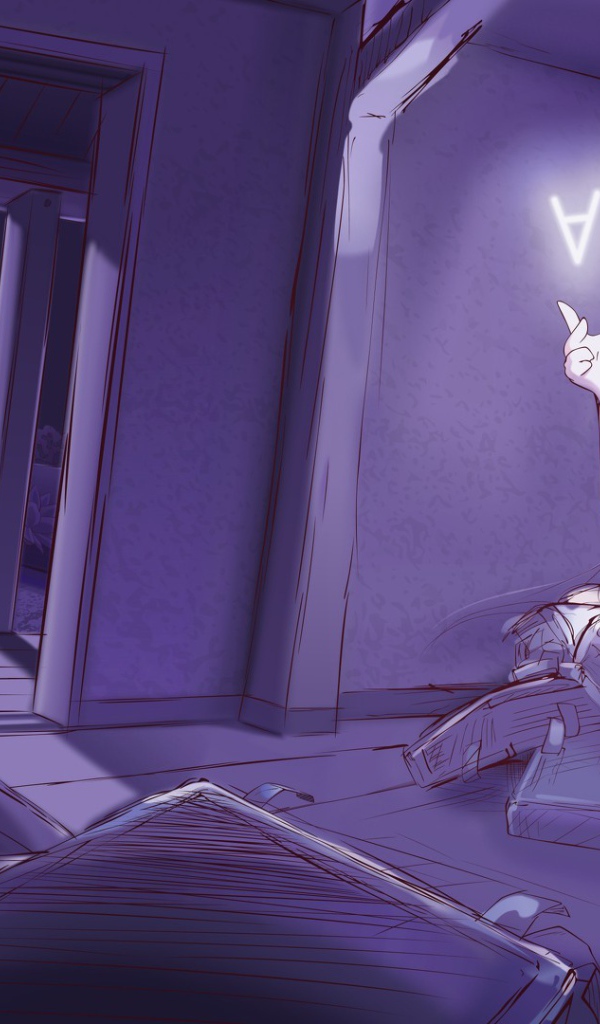 Девочка аниме ловит букву из книги