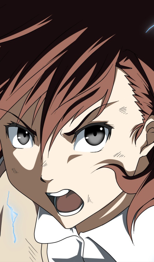 Персонаж аниме Некий научный Рейлган в окружении молний