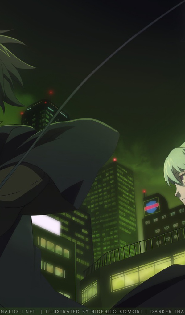 Герои аниме под зеленым небом