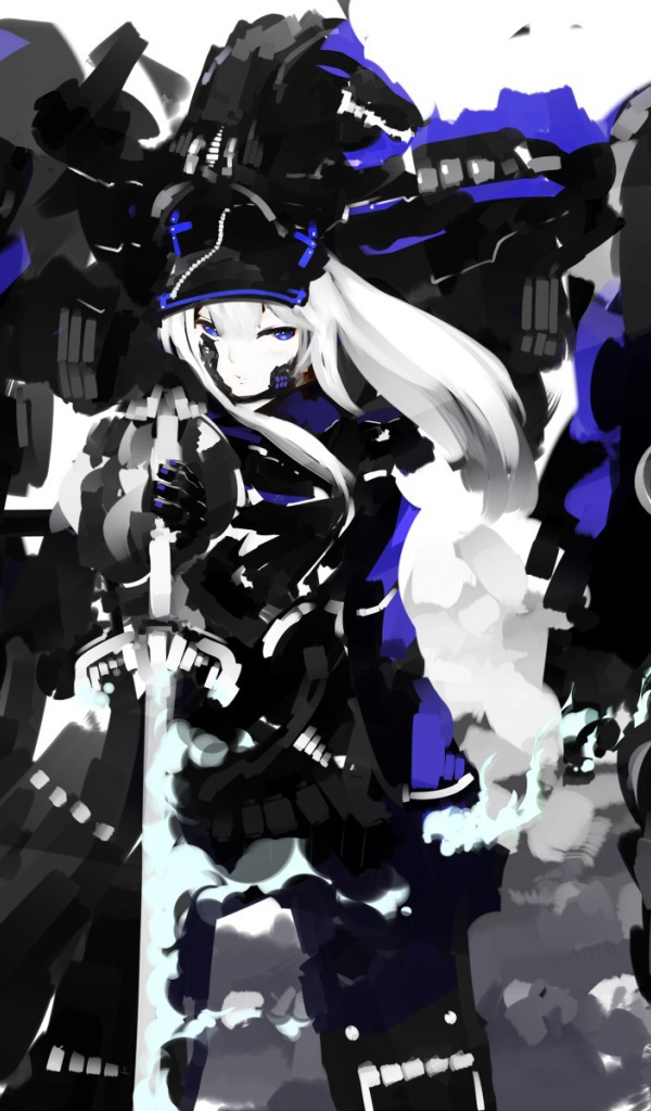 Аниме девушка и синий робот