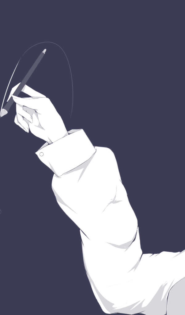 Девушка аниме рисует в воздухе