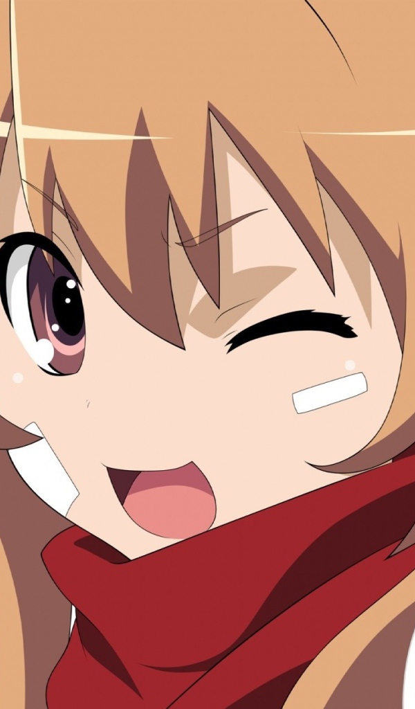 Девушка аниме кушает пончик и подмигивает