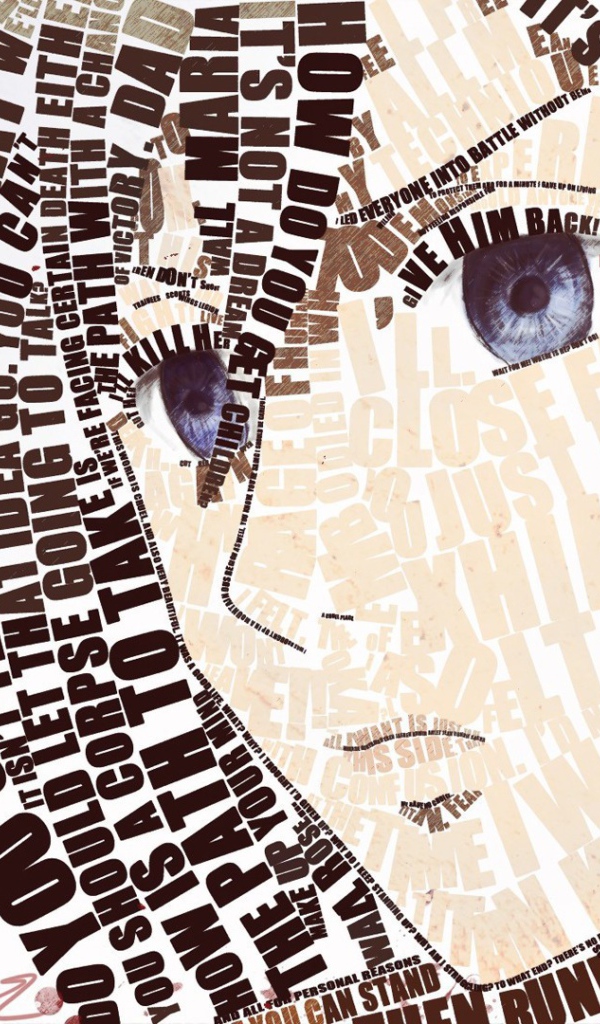 Лицо аниме девушки из букв