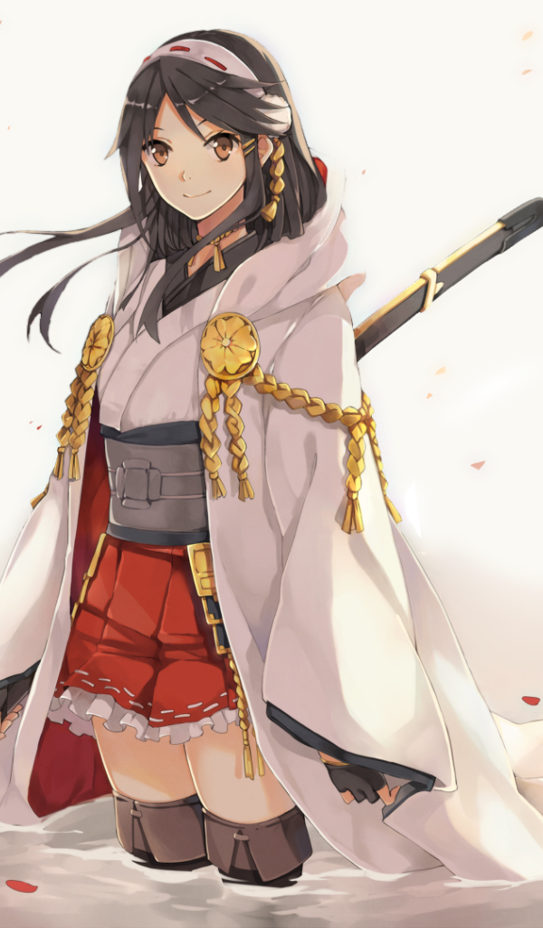 Девушка аниме Харуна в розовой накидке