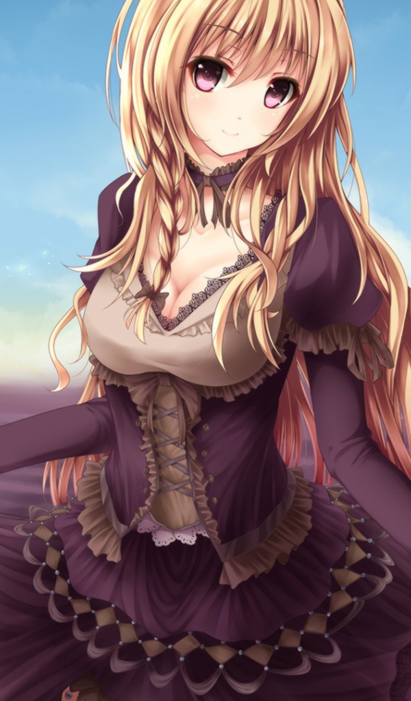 Аниме девушка в шикарном черном платье