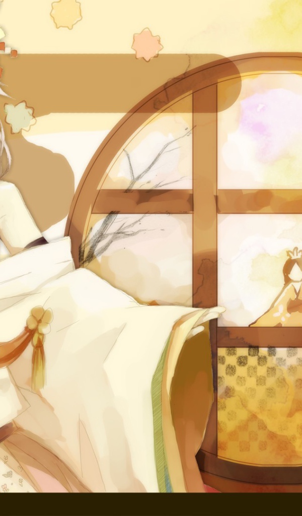 Девушка аниме в коричневых тонах