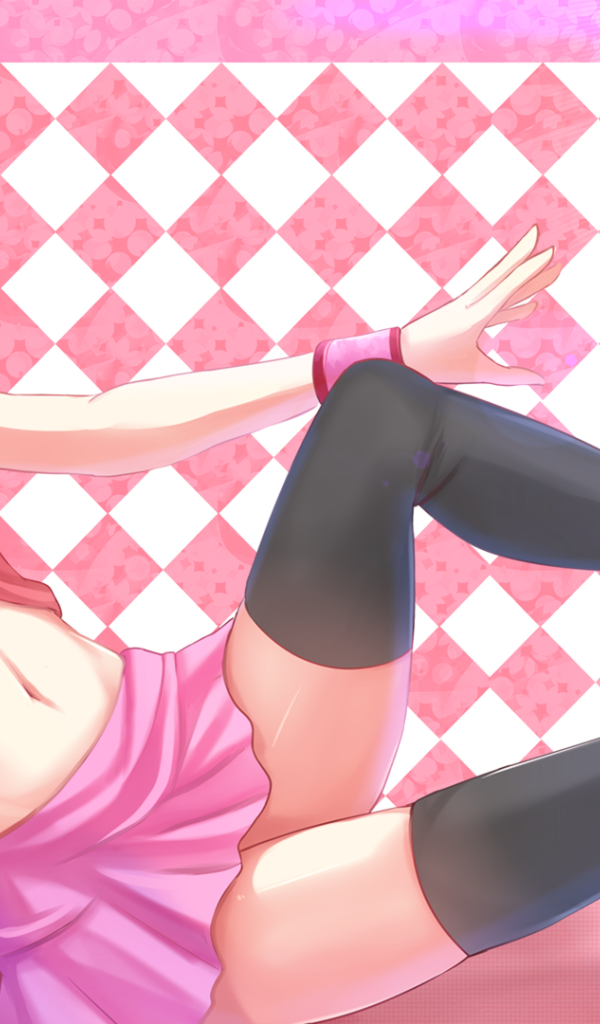 Аниме девушка в розовом окружении