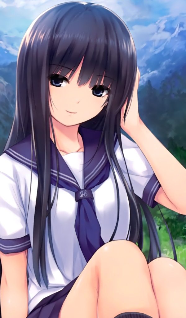 Девушка аниме на фоне гор, Coffee-Kizoku