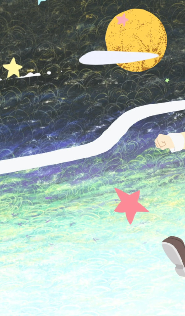 Аниме девушка на детском рисунке