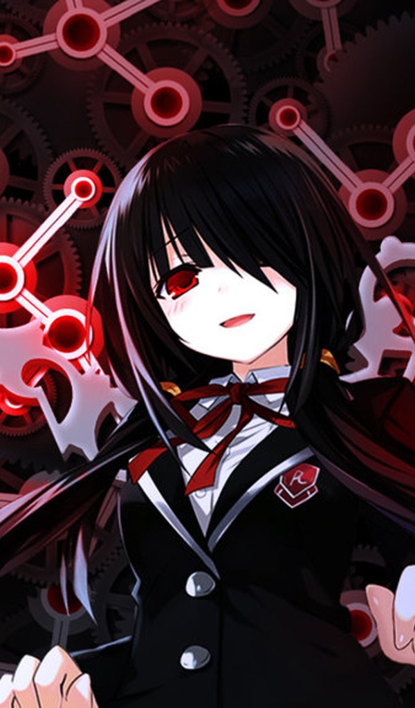 Девушка аниме на фоне циферблата, Date A Live