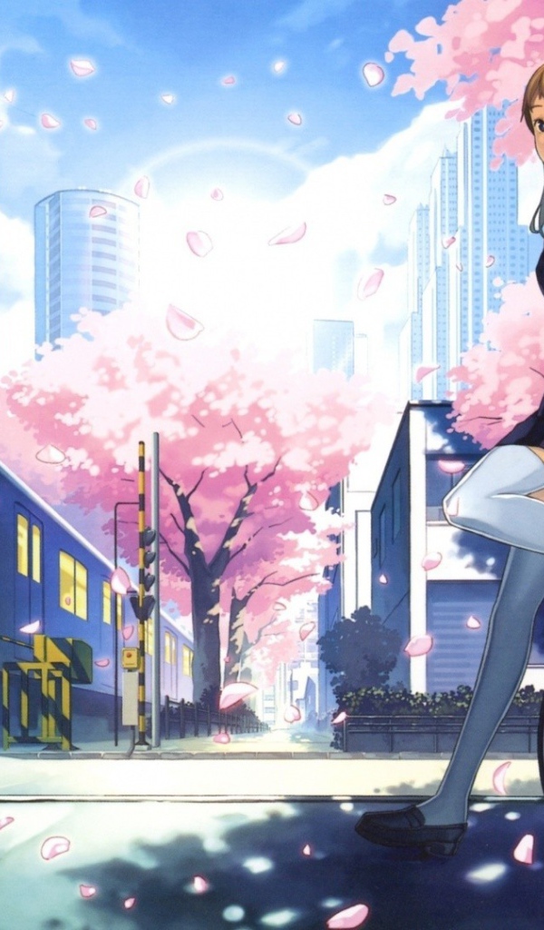 Аниме девушка на велосипеде у переезда