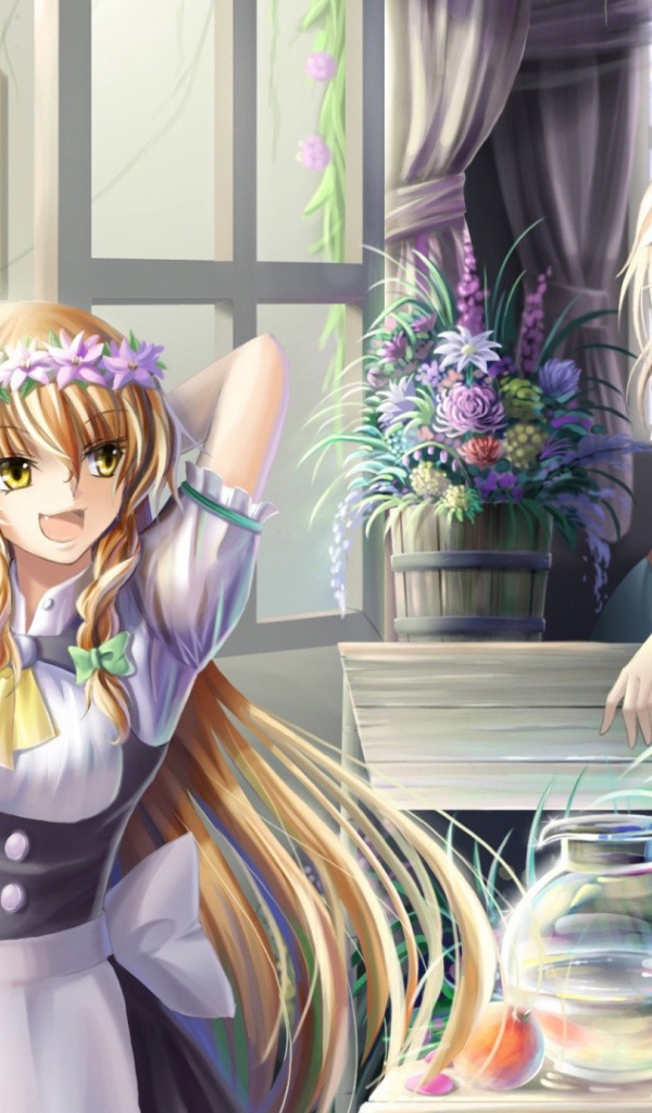 Аниме девушки продают цветы