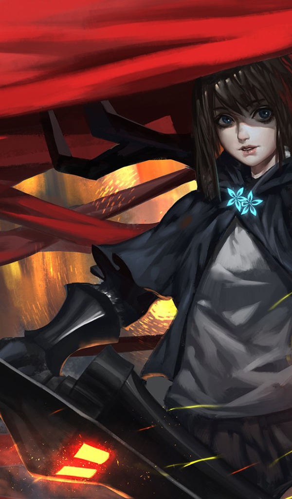 Девушка аниме под красной накидкой, Pixiv Fantasia