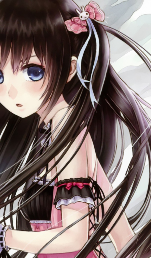 Аниме девушка со смартфоном в руке