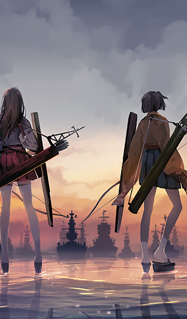 Девушки аниме с луками против вражеского флота
