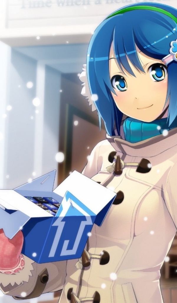 Аниме девушка угощает конфетами