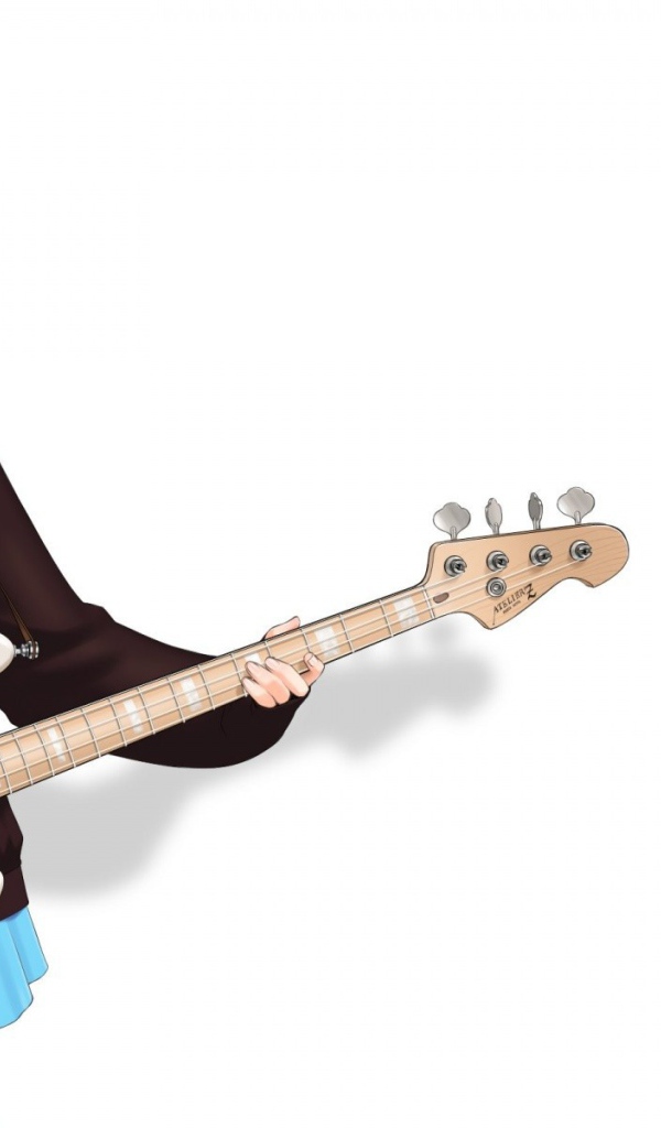 Девушка аниме с гитарой и в наушниках