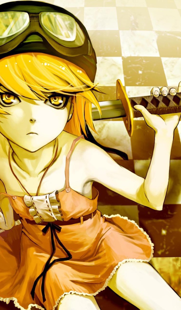 Девушка с катаной аниме Monogatari Series