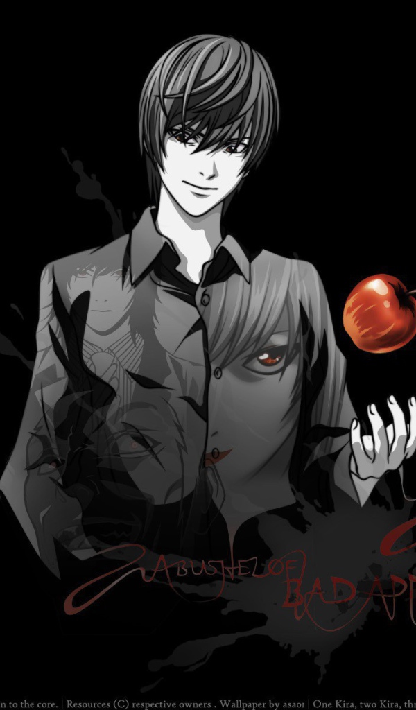 Яблоко над рукой парня из аниме Тетрадь смерти